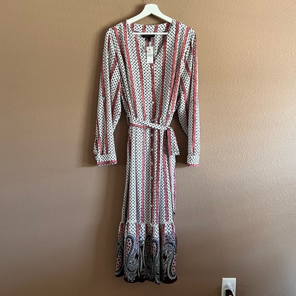 Lane Bryant Paisley Print Long Sleeve Lightweight Pockets Maxi Dress Size 20 NWT - Picture 2 of 11